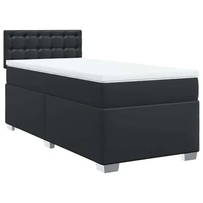 Produktbild von Boxspringbett mit Matratze Schwarz 100x200 cm Kunstleder