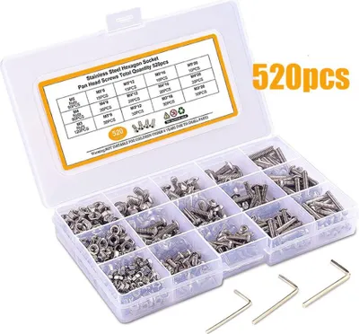 Immagine prodotto di INF Set Assortimento 520 Pezzi Viti e Dadi a Esagono in Acciaio Inox 304