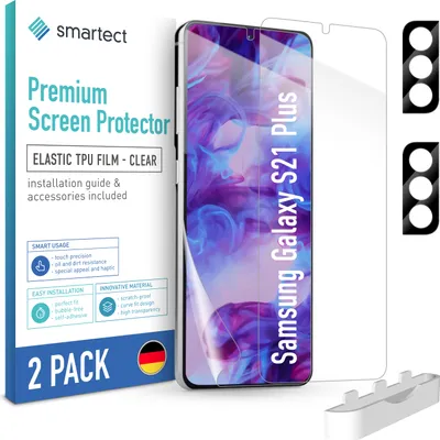 Produktbild von 2x TPU Schutzfolie Klar für Samsung Galaxy S21 Plus 2x Kameraschutz Panzerfolie