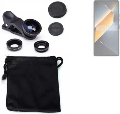 Produktbild von K-S-Trade Smartphone Kamera Linsen Set Kompatibel mit Tecno Pova 6 3in1 Clip-On Kamera Adapter Macro Weitwinkel FishEye Fischauge Objektiv Linse