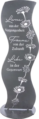 Produktbild von Gilde Standrelief, Welle, "Lerne Träume Lebe", Blumendesign, Spruch, Metall, grau, VE 2, L. 30 cm, B. 30 cm, H. 88.5 cm 69405 4063387694053