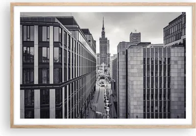 Produktbild von Gerahmtes Poster - Rahmen in heller Eiche - Warschau Palast Kultur - 91,5x61 cm - Wand Bild - Wanddeko - Wandbilder - Kunstposter - Wandposter - Bilderrahmen - Bilder - Kunstdruck - P2NAA91x61-4382