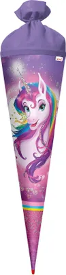 Produktbild von ROTH Schultüte groß Einhornportrait 70 cm mit Glittereffekt rund Rot(h)-Spitze Filzverschluss Zuckertüte Schulanfang