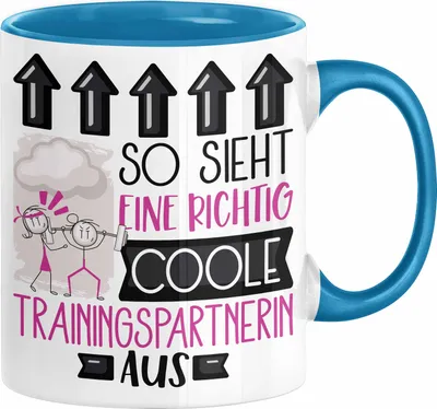 Produktbild von Trainingspartnerin Geschenk Tasse Lustig Geschenkidee für Trainingspartnerin Geburtstag So Sieht Eine Richtig Coole Trainingspartnerin Aus Frauen Spruch (Blau)