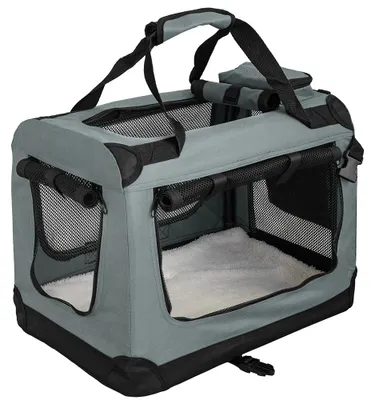 Produktbild von Faltbare Hundebox Transporttasche Transportbox Auto Katze Hunde Kaninchen Dunkelgrau Große Kleine Box Bag Klein Auto Tasche Transport 7 Größen S - XXXXL Petigi, Größe:S (50 x 35 x 36 cm)