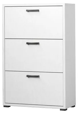Schuhschrank 3 Klappen Spanplatte Betonweiß 75,3x115,7x33 cm