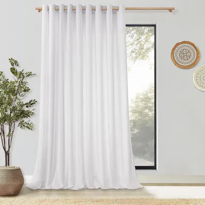 Obrázok produktu pre Polopriehľadné závesy s vzhľadom na ľan, s pútkami, rozmer 200 x 240 cm, vhodné do obývačky alebo spálne