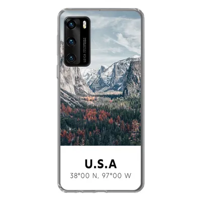 Produktbild von MuchoWow® Handyhülle Schutzhülle Hülle für Huawei P40 Yosemite - Amerika - Wyoming - Wald - Berge Silikon Softcase Handy Hülle - Handytasche