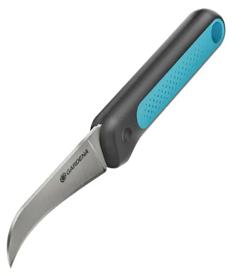 Produktbild von Erntemesser VeggieCut (grau/türkis, inkl. Gürtelholster mit integriertem Schleifstein)