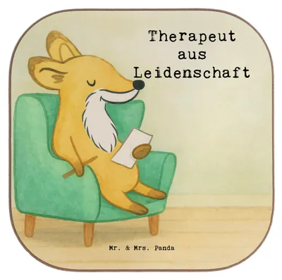 Produktbild von Mr. & Mrs. Panda Untersetzer für Gläser Therapeut Leidenschaft Design - Weiß - Geschenk, Tasse, Tassenuntersetzer, Mitarbeiter, bieruntersetzer