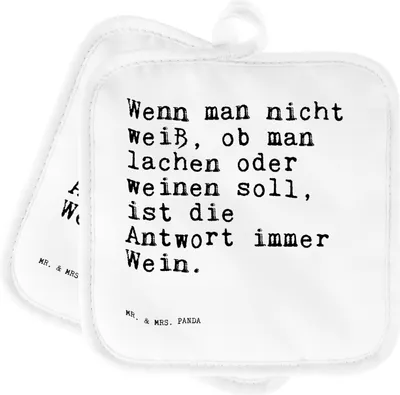 Produktbild von Mr. & Mrs. Panda Topflappen Wenn man nicht weiß,... - Weiß - Geschenk, Doppel, Freund, Liebeskummer, Partner, Spruch Sprüche Weisheiten Zitate Lustig Weisheit Worte, Set