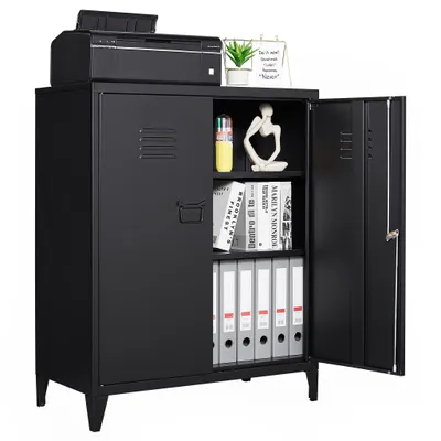 Produktbild von Aktenschrank Yizosh Bš¹roschrank mit 2 Tš¹ren Stahlschrank 90x40x78cm Metallschrank Schwarz
