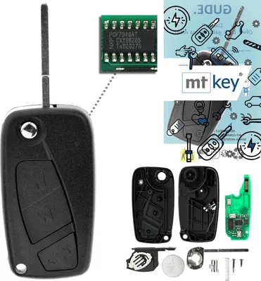 Produktbild von MT-KEY Funk Schlüssel 434MHZ kompatibel mit Peugeot Bipper Citroen Nemo Opel Combo D Fiat Ducato III Panda III Stilo Bravo 198 Doblo II Autoschlüssel