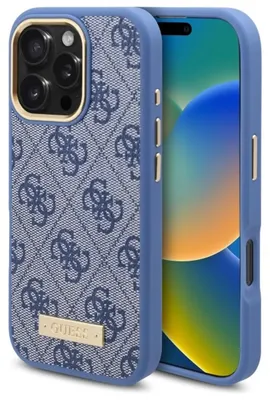 Obrázok produktu pre Puzdro Guess 4G Logo Plate Magsafe Na Iphone 16 Pro - Niebieskie