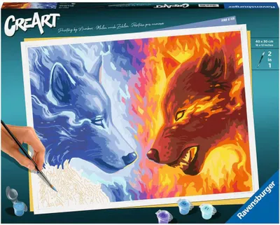 Produktbild von Ravensburger Malen nach Zahlen 23549 - Premium-Motiv Fire & Ice ab 14 Jahren mit Acrylfarben und Maltafel
