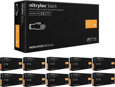 Zdjęcie produktu dla Rękawice Nitrylowe 100 sztuk / Czarne / Rozmiar: 6 - XS / Nitrylex Black - 10 szt.
