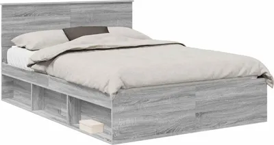 Produktbild von vidaXL Bettrahmen Graues Sonoma 140 x 190 cm Massives Kiefernholz