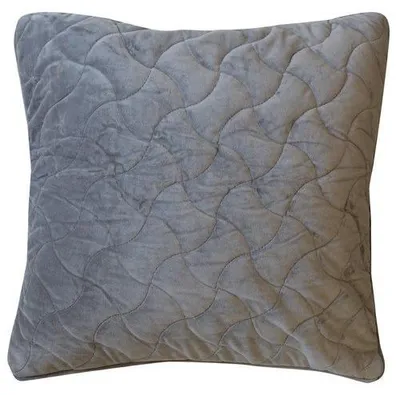 Velours Kissen gesteppt 45x45 cm Grau