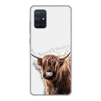 Produktbild von MuchoWow® Handyhülle Schutzhülle Hülle für Samsung Galaxy A51 Schottischer Highlander - Farbe - Grau Silikon Softcase Handy Hülle - Schutzabdeckung
