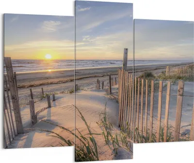Produktbild von Bild auf Leinwand - Leinwandbild - 3 Teile - Westen Sonne Düne - 130x100cm - Wand Bild - Wanddeko - Wandbilder - Leinwanddruck - Bilder - Wanddekoration - Leinwand bilder - Wandbild - CB130x100-4219