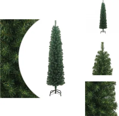 Zdjęcie produktu dla vidaXL Sztuczna choinka smukła ze stojakiem zielona 210 cm PVC - Choinki
