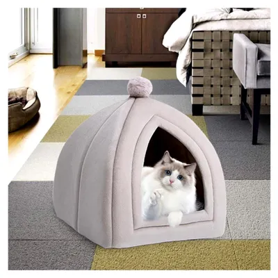 Produktbild von Kuschelhöhle für Katzen, Waschbares Plüsch-Hundebett, Bequem, Für Hundehütten, Katzenversteck, Warmes Bett für Haustiere
