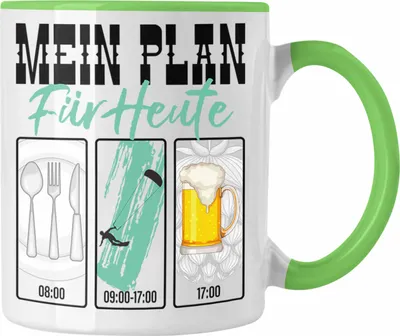 Produktbild von Trendation - Kitesurfer Tasse Lustiges Geschenk für Kitesurfing Grafik Becher Geburtstag Weihnachten (Grün)