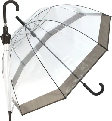 Produktbild von Happy Rain Stockschirm Regenschirm Glockenschirm Schirm Durchsichtig Transparent, Farbe:Schwarz