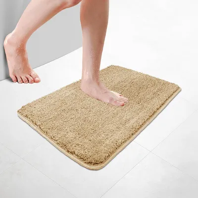 Produktbild von VOUNOT® Badematte Rutschfeste Mikrofaser Badezimmerteppich 40x60cm Beige