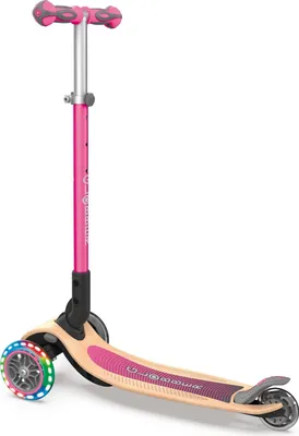 Produktbild von Globber Primo Foldable Scooter Wood Holzdeck mit Leuchtrollen / 3 Wheels-Scooter **, Farbe:Pink