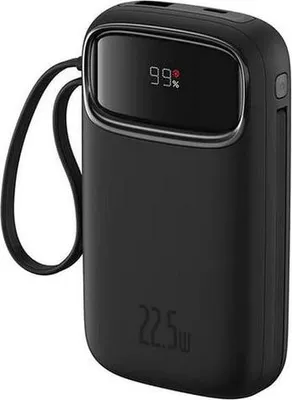 Immagine prodotto di Banca di alimentazione Baseus Qpow2 Dual-Cable, 20000mAh, PD 3.0 + QC 3.0 22.5W, 1 x USB, 1 x Iphone Lightning, 2 x USB Type-C, display digitale sullo stato delle batterie, totale 2.4A, negru
