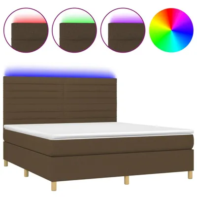 Immagine prodotto di Letto a Molle Materasso e LED Marrone Scuro 160x200 cm Tessuto