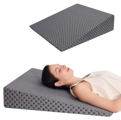 Immagine prodotto di Cuscino a cuneo Omgoods per reflusso e per dormire - Con copertina - Supporto per gambe e ginocchia - 12,7 cm (5 pollici)