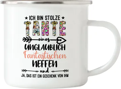 Produktbild von Ich bin stolze Tante Emaille Tasse Geschenk Idee Geburtstag Tante Neffe
