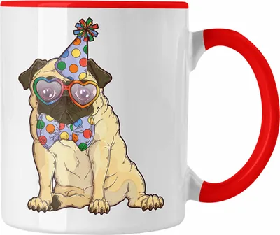 Produktbild von Trendation - Hunde Tasse Mops Rasse Geschenk Mops-Besitzer Mops Mama Geschenkidee Lustig (Rot)