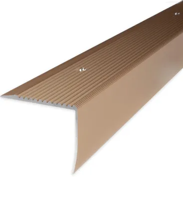 Produktbild von PROVISTON Treppenkante | 42 x 50 x 2500 mm | Treppenkantenprofil Treppenwinkel Winkelprofil Kombiwinkel Aluminium eloxiert Bronze Hell Gebohrt