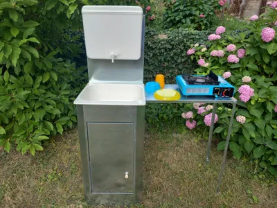 Produktbild von Garten Waschbecken Mobiles Spülbecken Camping Wohnwagen Spülbecken verzinktes Blech