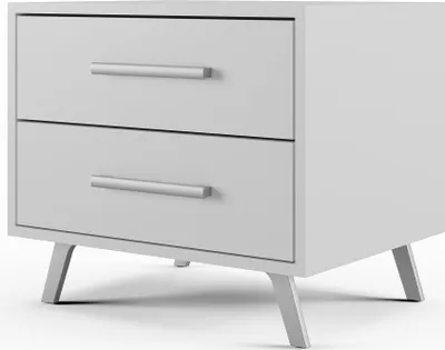 Produktbild von Furniture24 Nachttisch Bali Nachtschrank Nachtkästchen mit 2 Schubladen Weiß