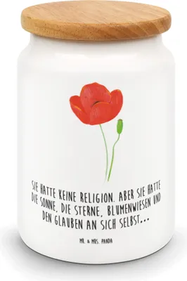Produktbild von Mr. & Mrs. Panda zuckerdose Blume Mohnblume - Weiß - Geschenk, Motivation, behälter, Selbstliebe, Dose, Respekt, Frischhaltedose, Lebensmittelbehälter, Kaffeedose, Mohn
