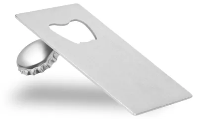 Productafbeelding van Flesopener "Flat" - Platte flesopener van roestvrij staal - ideaal voor lasergravures - perfect voor kroonkurken - grijs
