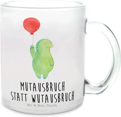 Produktbild von Mr. & Mrs. Panda Pott Schildkröte Luftballon - Transparent - Geschenk, Teetasse, Tee Tasse, Trinkglas, Schildkröten, Motivationsspruch, Motivation, Häferl, Haferl