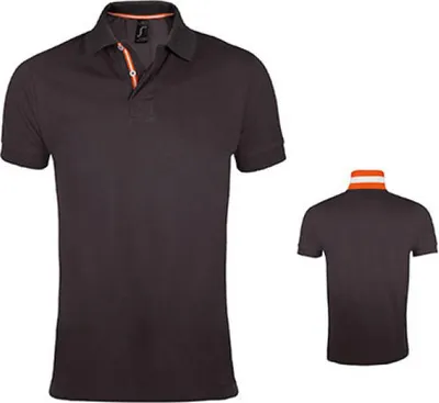 Produktbild von SOLs 00576 | Herren Polo Shirt Patriot / 100% ringgesponnene Baumwolle - Farbe: Dark Grey (Solid)/Orange/White/Orange - Größe: L