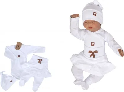 Productafbeelding van Z&Z 3-delige set: body, rompertje met ruches en mutsje met strik - wit, maat 62
