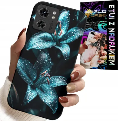 Obrázek produktu pro Pouzdro pro Motorola Edge 40 - Tyrkysové pouzdro s květy lilií + fólie