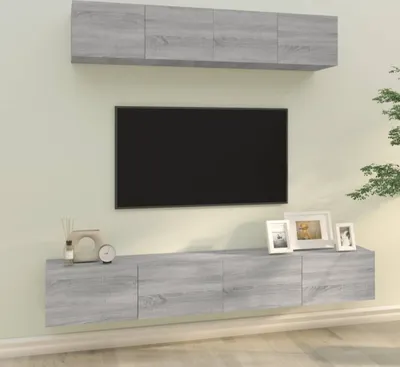 Produktbild von 4-tlg. TV-Schrank-Set Grau Sonoma Holzwerkstoff , TV-Schränke Design 2024