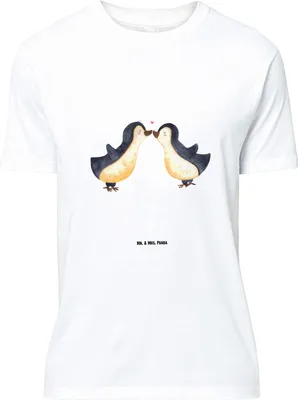 Produktbild von Mr. & Mrs. Panda Größe M T-Shirt Pinguin Liebe - Weiß - Geschenk, Hochzeit, Pärchen, Tshirt, mit Spruch, Hochzeitstag, Shirt, Freundin, Geschenkidee, Vertraut, Herren