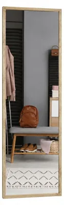 Zdjęcie produktu dla STYLER Lustro ścienne 32x122 cm prostokątne w ramie MDF dekoracja ścienna do salonu sypialni holu nowoczesny styl Floryda JG dąb
