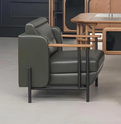 Produktbild von Leder Büro Sessel Modern Design Büro Möbel 90 cm Luxus Schwarz Sitz Neu