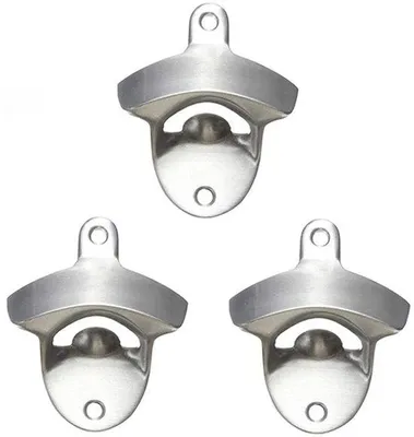 Productafbeelding van RVS flessenopener voor aan de muur - Wandmontabele bieropener - Vintage design - Flessenopener voor de bar - keuken