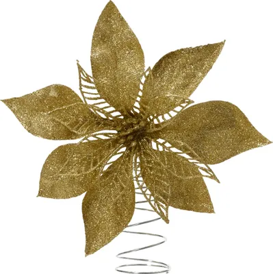 Produktbild von Christbaumspitze Weihnachtsstern mit Glitzer 22cm Kunststoff Gold